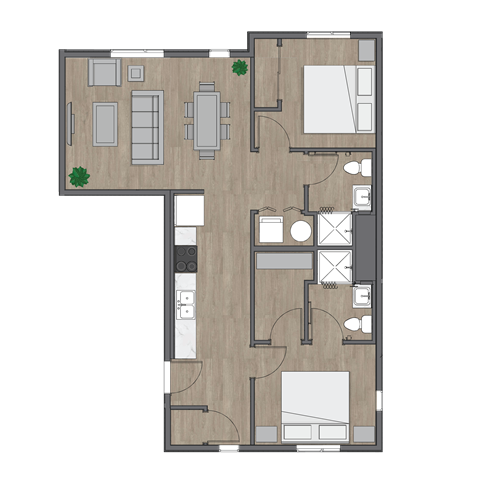 2B x 2B 2nd Ave Commons Floor Plan at SECOND AVE COMMONS | BRAND-NEW, Arizona